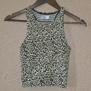 Hollister Leopard Print Tank Top - Black and Cream